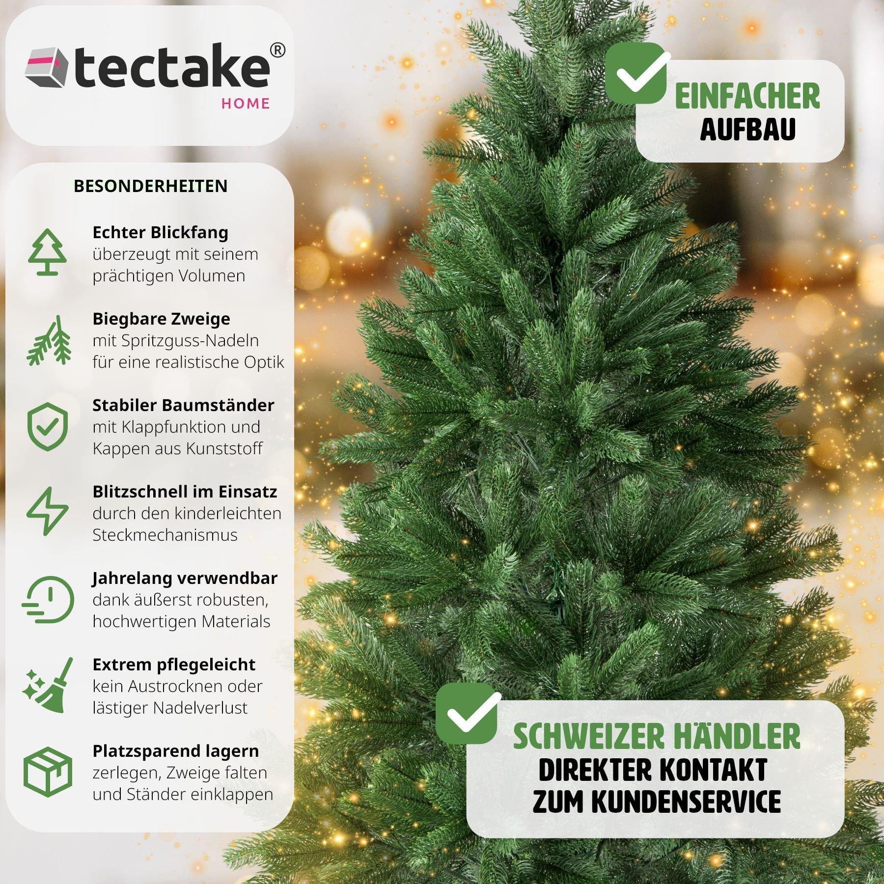 Tectake Albero di Natale artificiale con sostegno in metallo pressofusione  