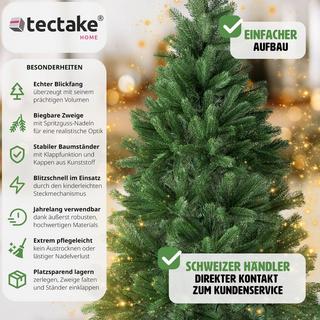 Tectake Sapin de Noël artificiel moulé par injection avec support métallique  