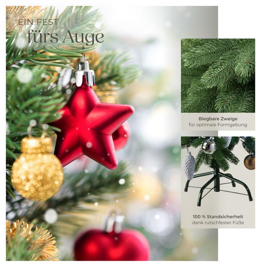 Tectake Weihnachtsbaum  verschiedene Größen, künstlich, Spritzguss detailliert und naturgetreu  