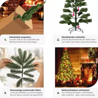 Tectake Weihnachtsbaum künstlich mit Metallständer Spritzguss  