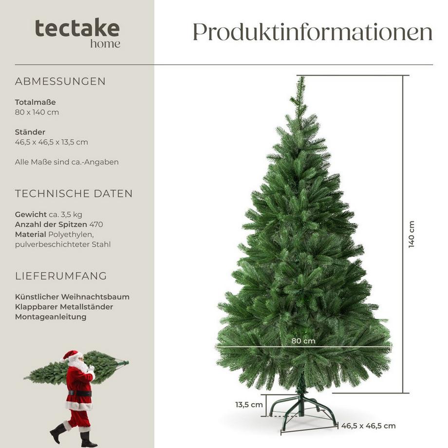 Tectake Weihnachtsbaum  verschiedene Größen, künstlich, Spritzguss detailliert und naturgetreu  