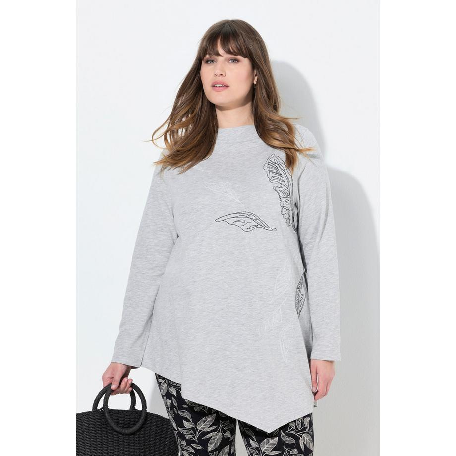 Ulla Popken Longshirt Stickerei Stehkragen Langarm  