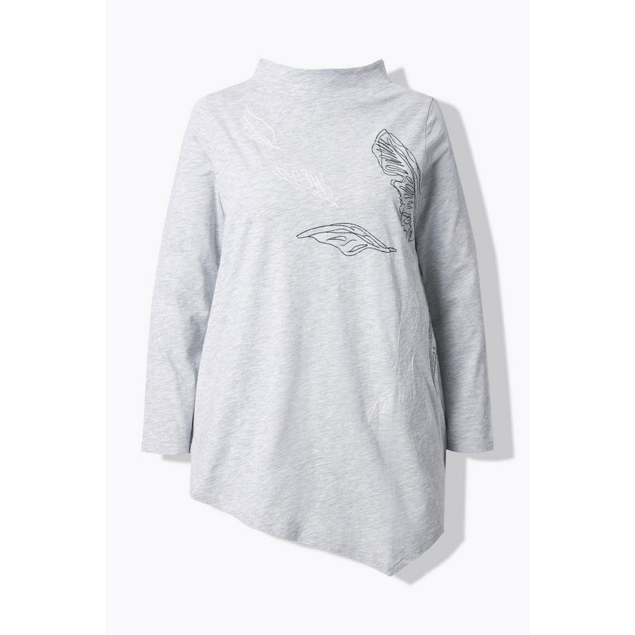 Ulla Popken Longshirt Stickerei Stehkragen Langarm  