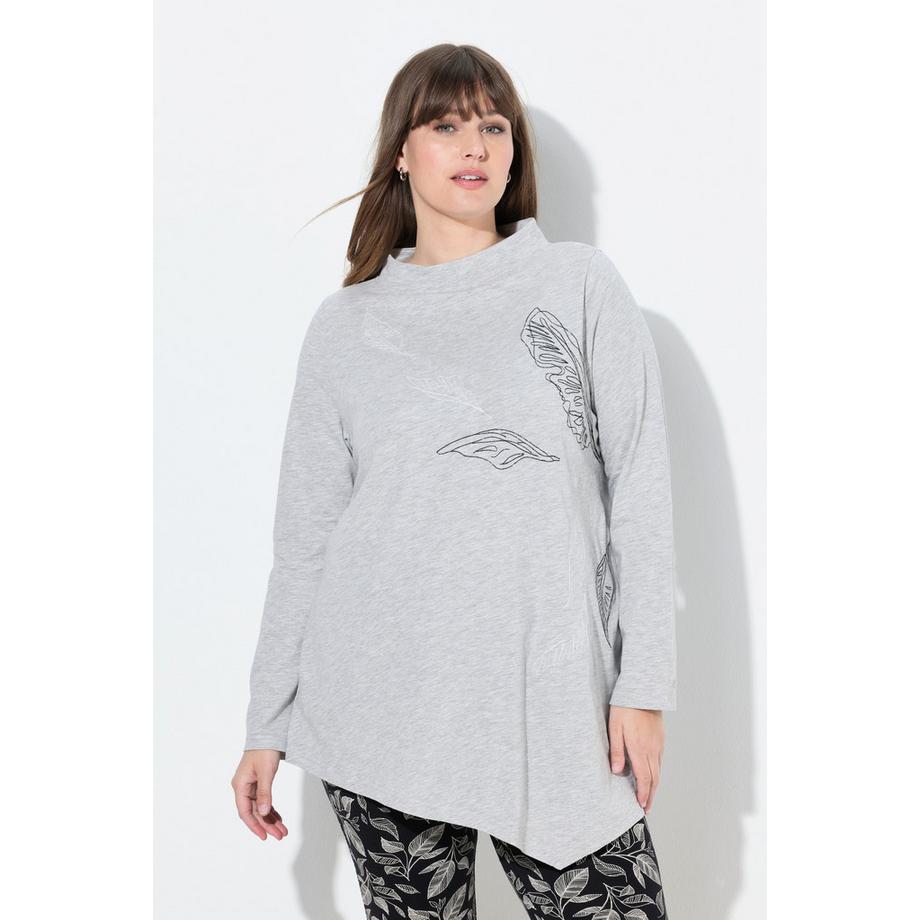 Ulla Popken Longshirt Stickerei Stehkragen Langarm  