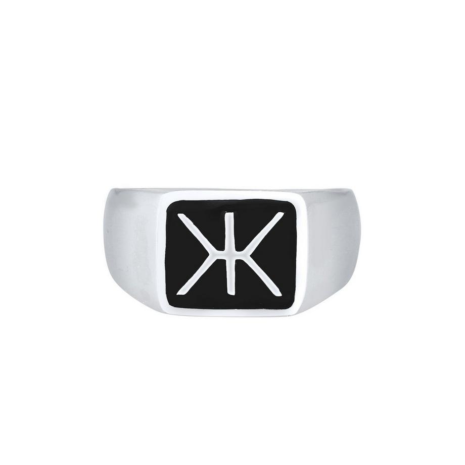 Kuzzoi  Bague Chevalière Homme Logo Tendance Avec Émail 