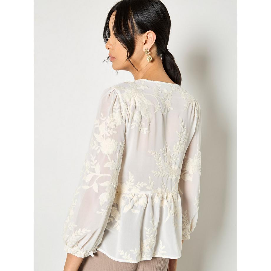 APRICOT Top in chiffon ricamato a fiori  