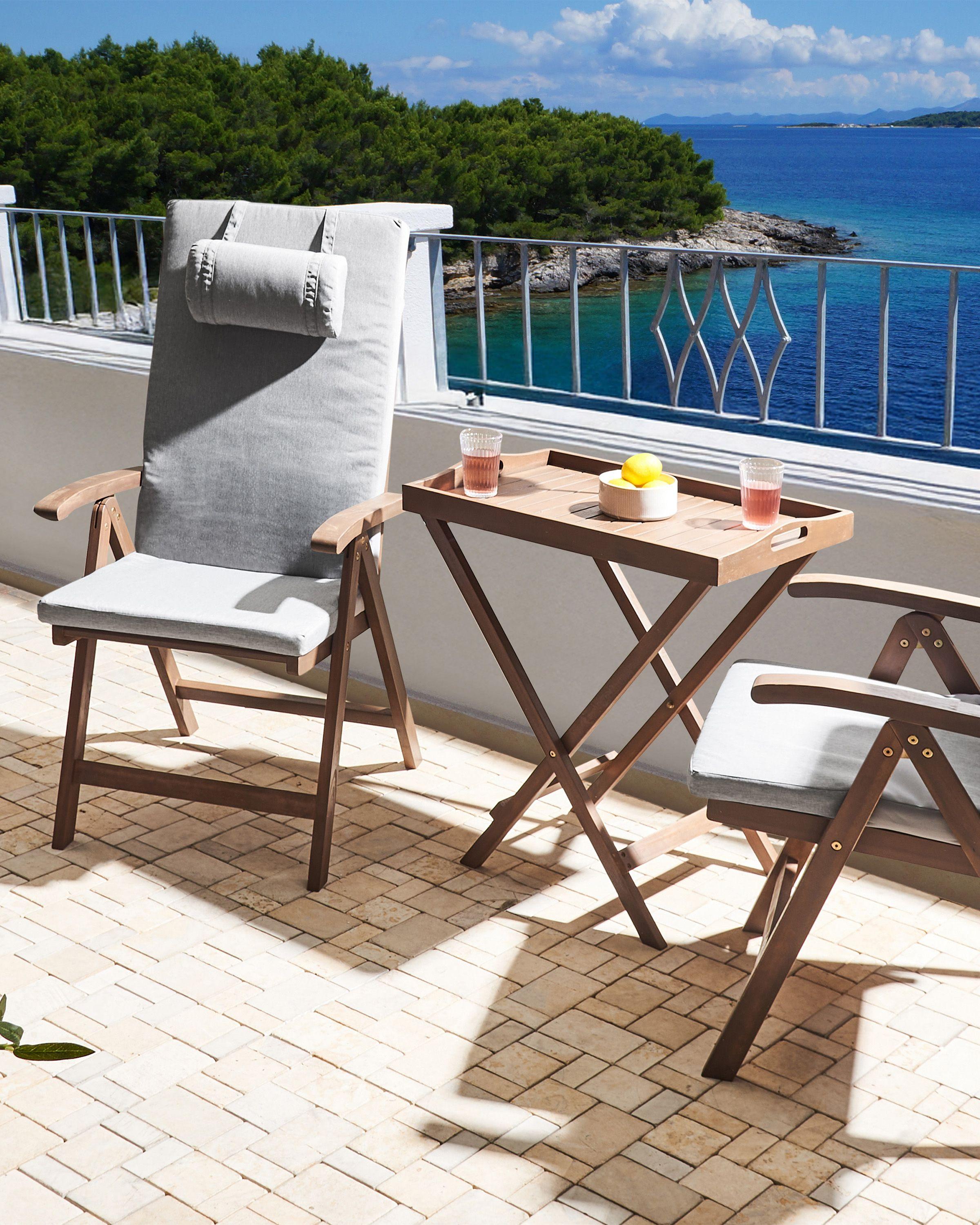 Beliani Set di 2 sedie da giardino con cuscini en Legno d'acacia Classico AMANTEA PREMIUM  