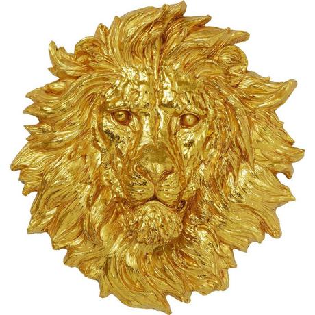 KARE Design Wandobjekt Lion Head gold 90x100  
