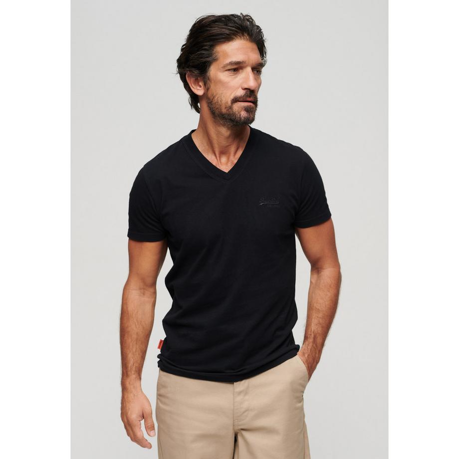 Superdry T-shirt col V avec logo brodé  