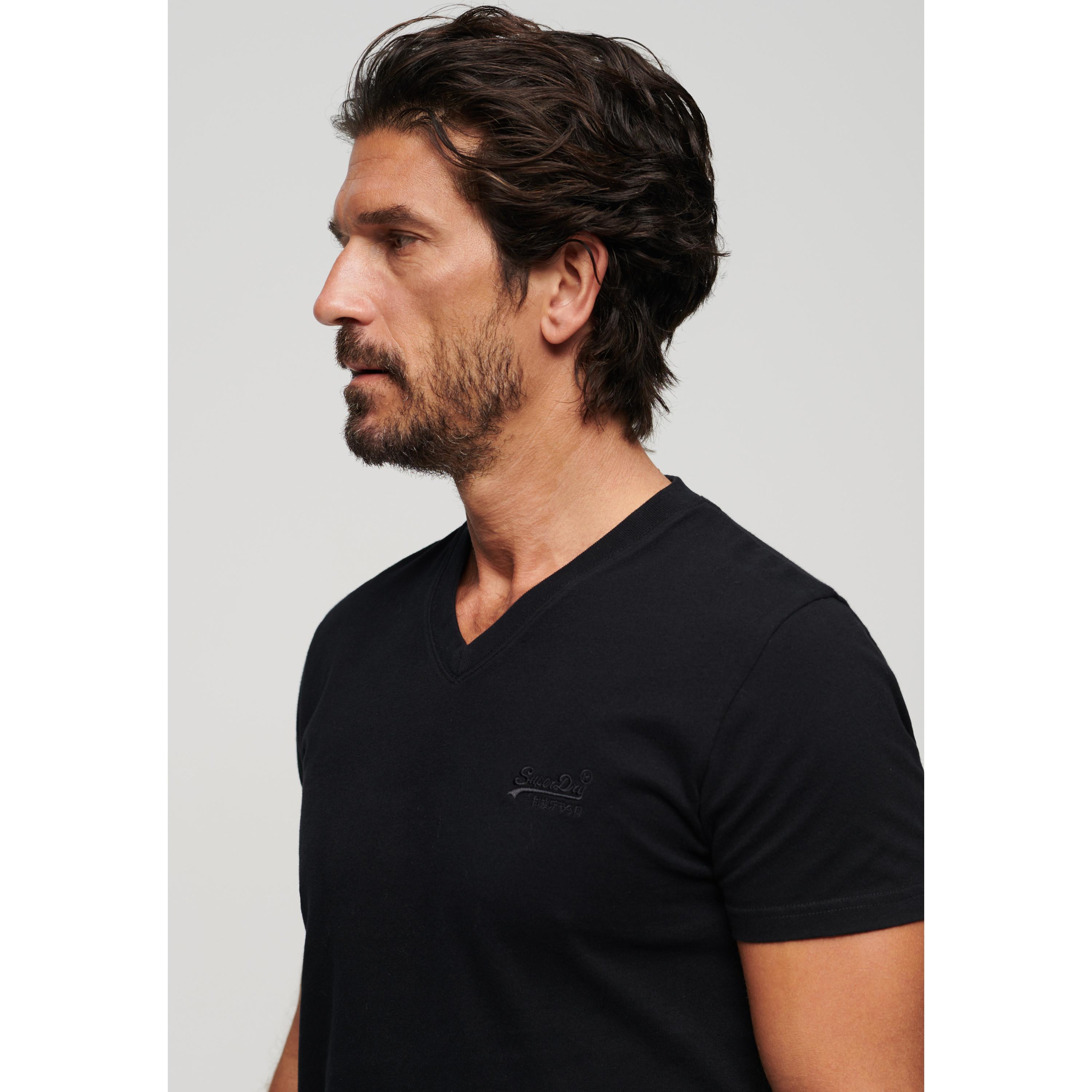 Superdry  t-hirt con collo a v e logo ricamato in cotone biologico uperdry 