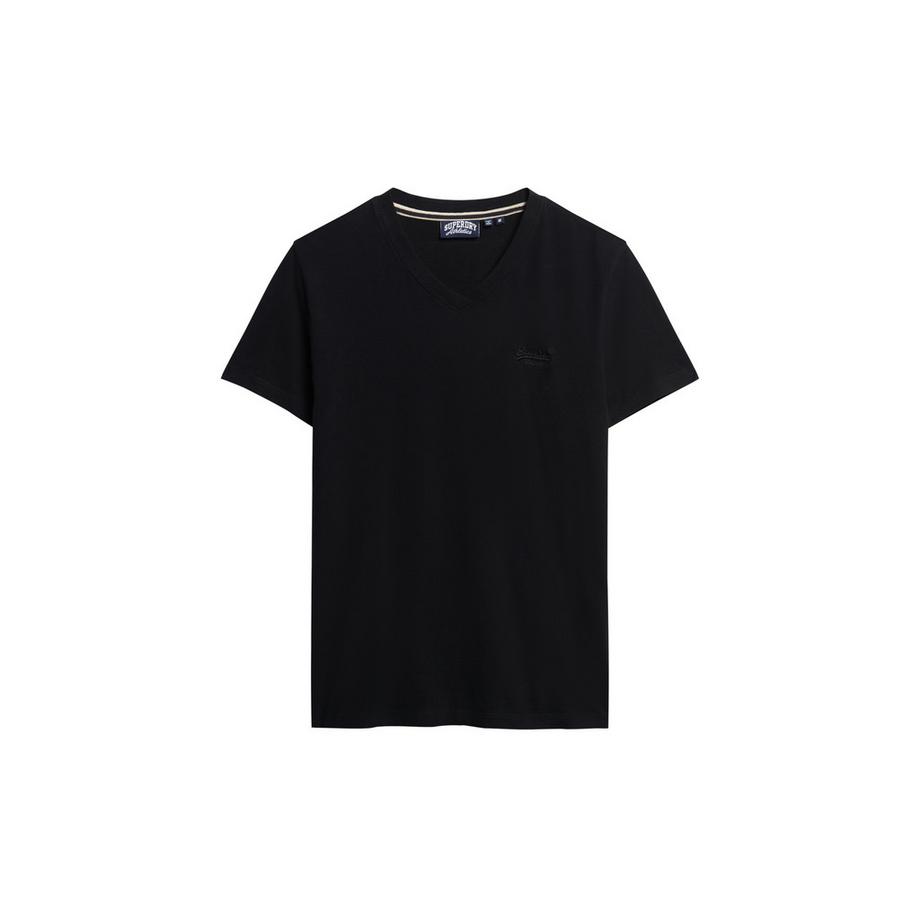 t-hirt à col en v avec logo brodé en coton biologique uperdry