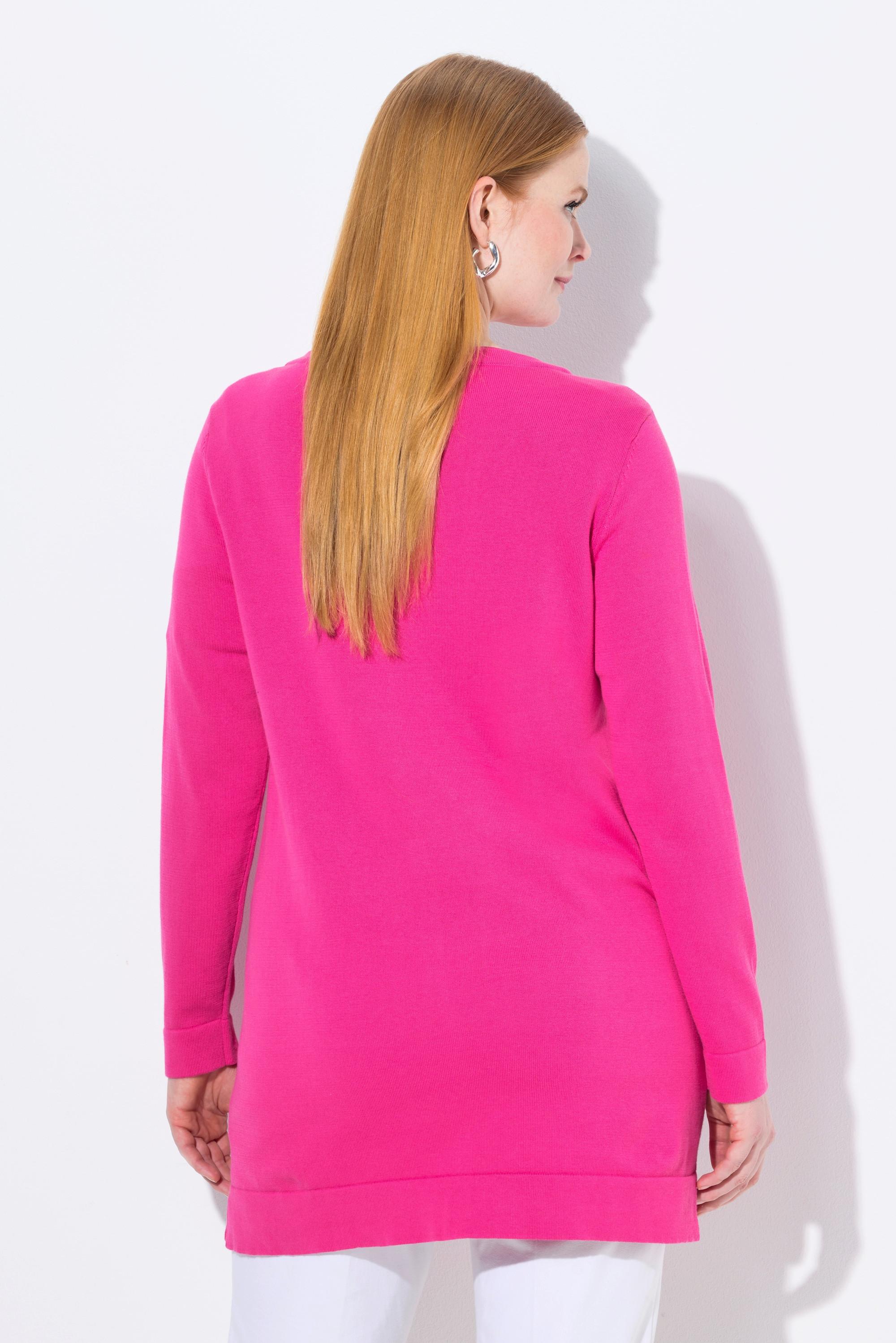 Ulla Popken Cardigan Long Col V Manches Longues Coton Pima  