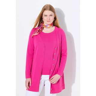 Ulla Popken Cardigan Long Col V Manches Longues Coton Pima  