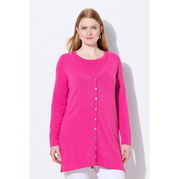 Cardigan long en coton Pima. Décolleté V et manches longues