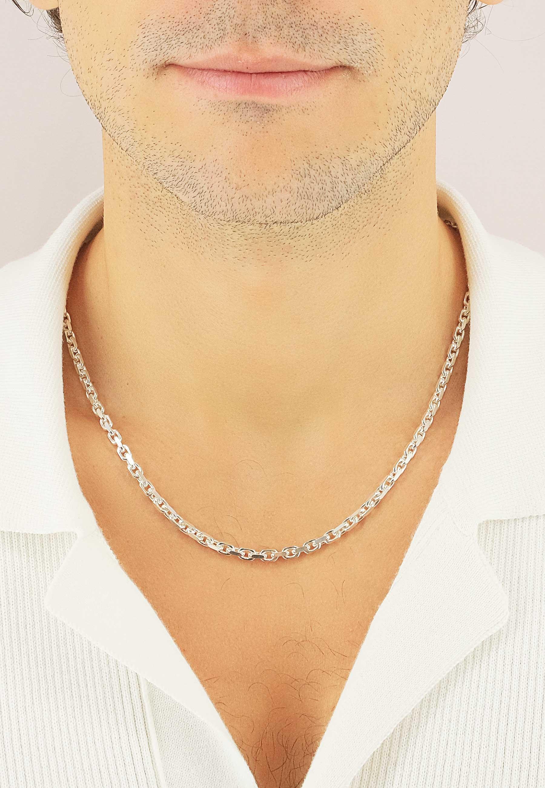 MUAU Schmuck  Collier forçat en argent 925, 4mm, 55cm 