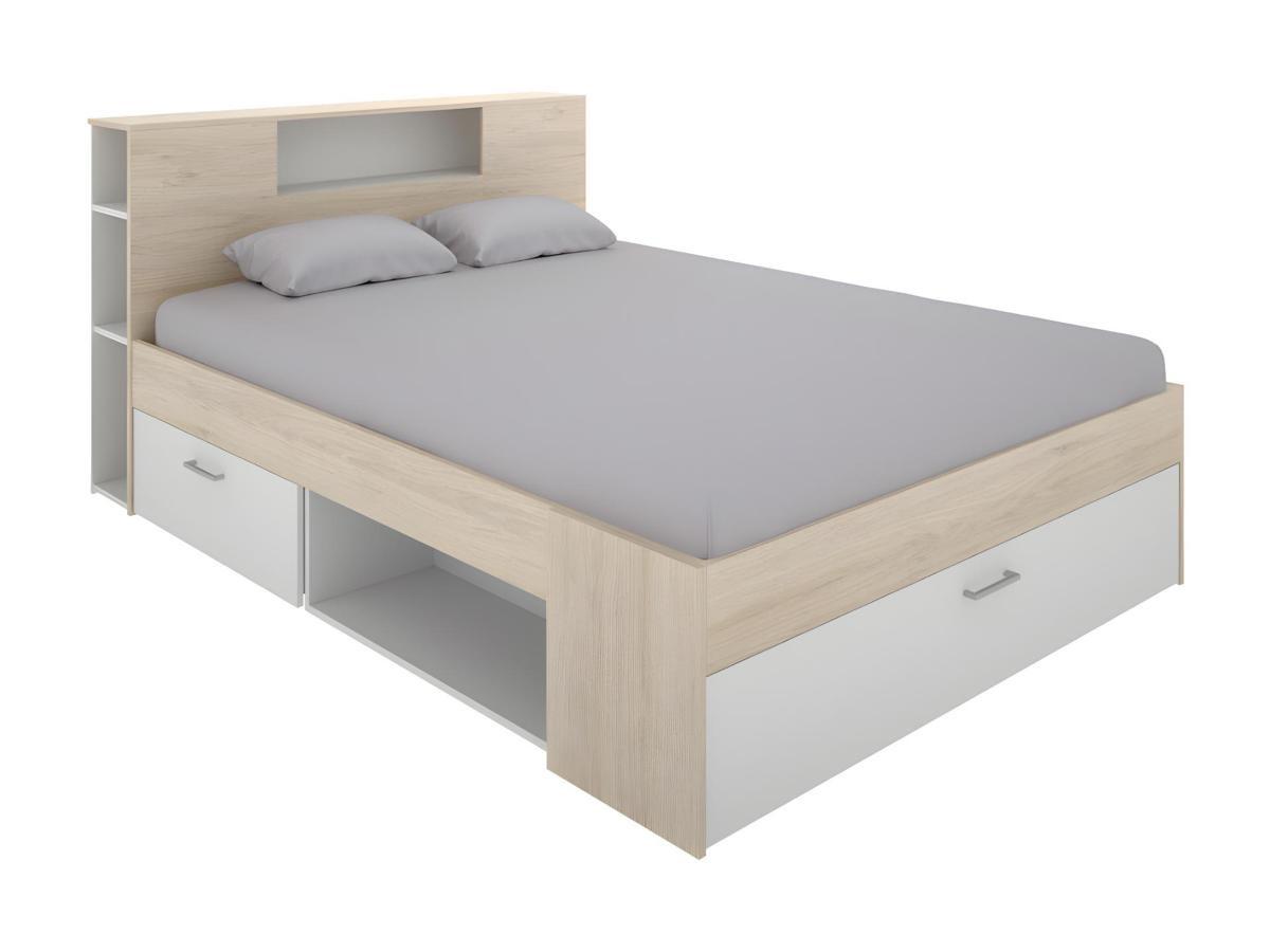 Vente-unique Bett mit Stauraum Schubladen Naturfarben LEANDRE  