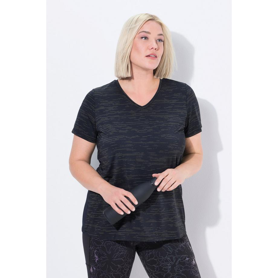 Ulla Popken  Funktionsshirt, Mesheinsätze, V-Ausschnitt, Halbarm 