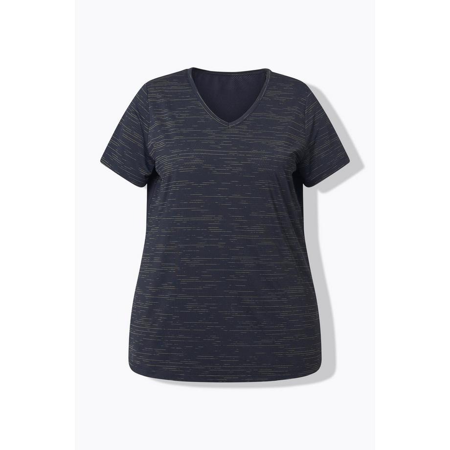 Ulla Popken  Funktionsshirt, Mesheinsätze, V-Ausschnitt, Halbarm 