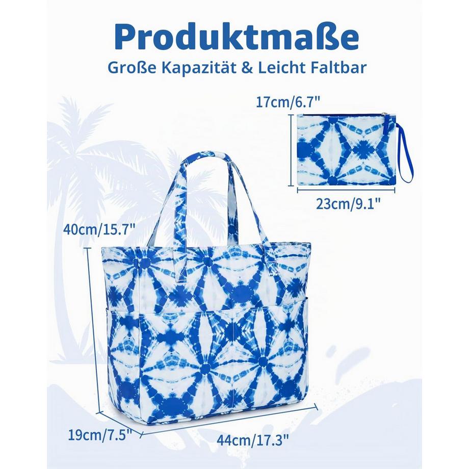 Only-bags.store Grand sac de plage avec fermeture éclair et compartiment humide pour la natation  