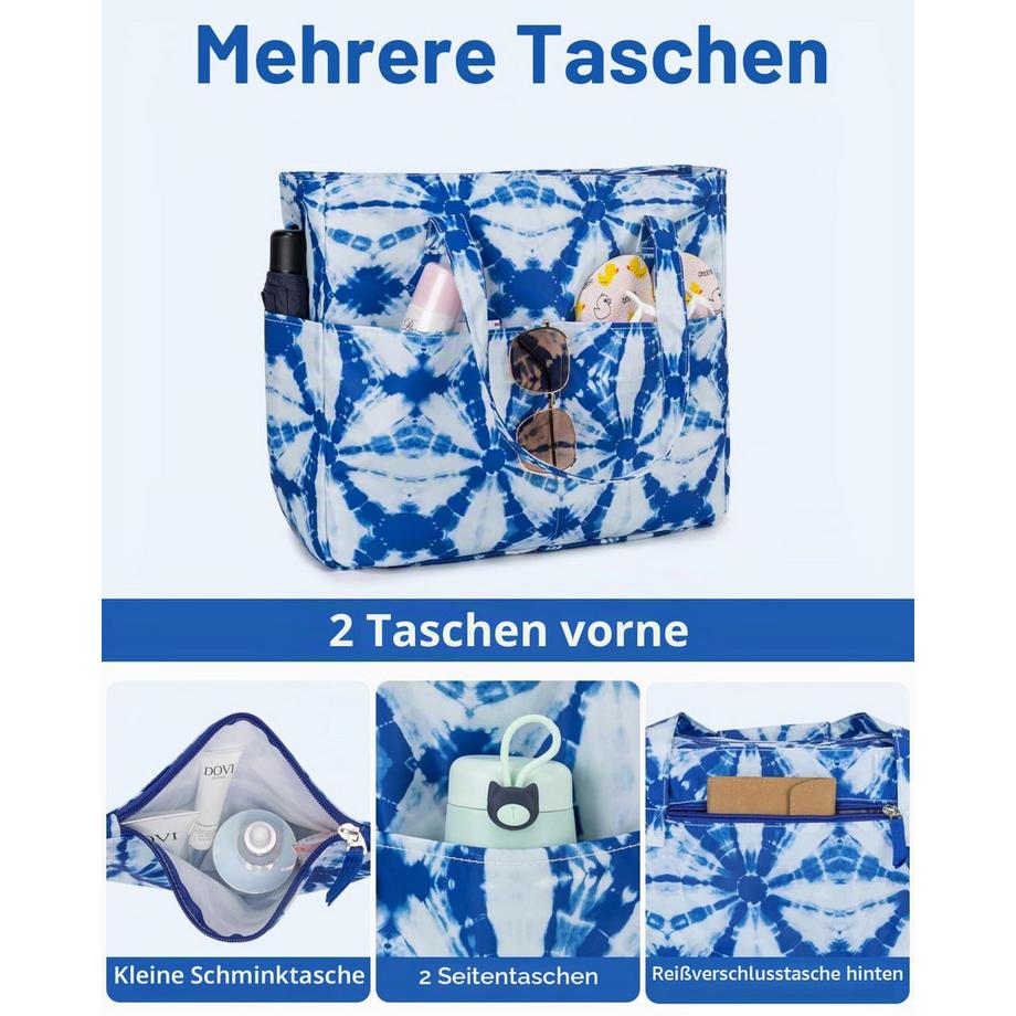 Only-bags.store Grand sac de plage avec fermeture éclair et compartiment humide pour la natation  