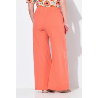 Ulla Popken Pantaloni Palazzo Misto Lino Gamba Larga Vita Elastica  