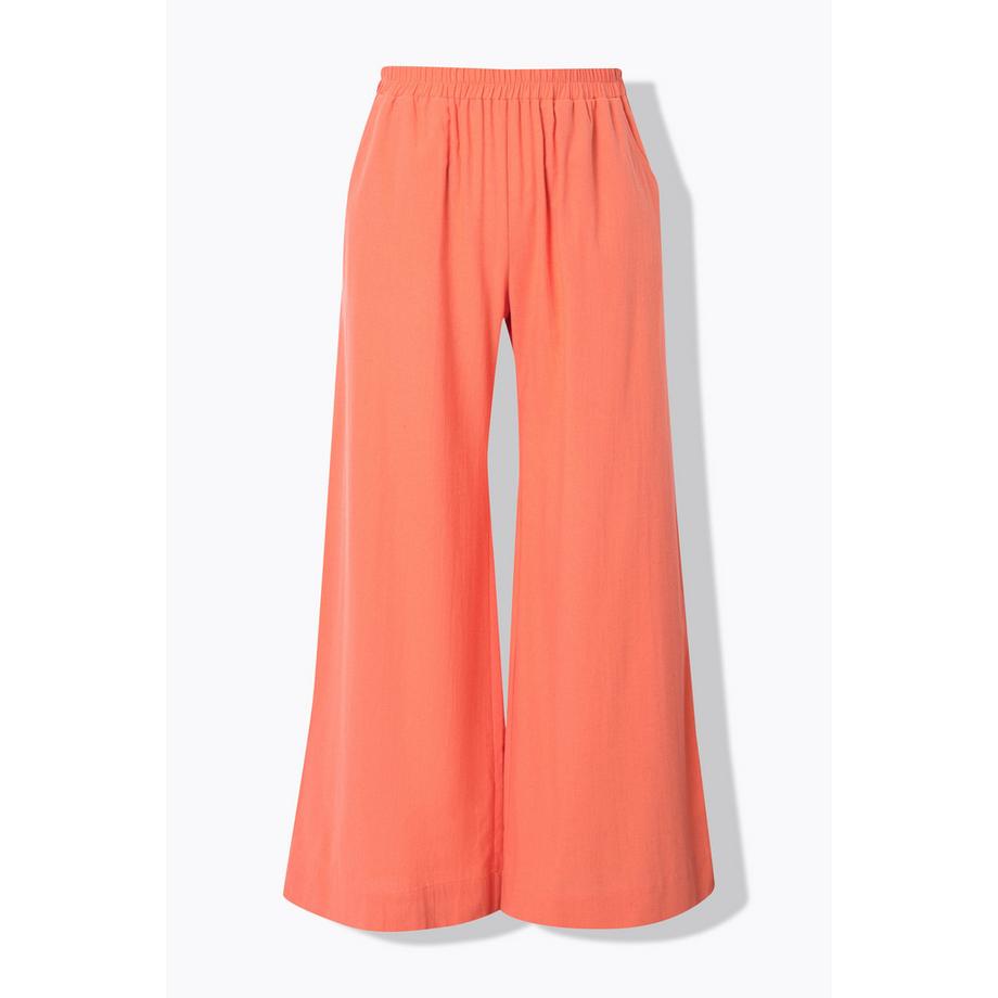 Ulla Popken Pantalon Palazzo Lin Mélangé Jambe Large Taille Élastique  