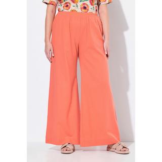 Ulla Popken Pantaloni Palazzo Misto Lino Gamba Larga Vita Elastica  