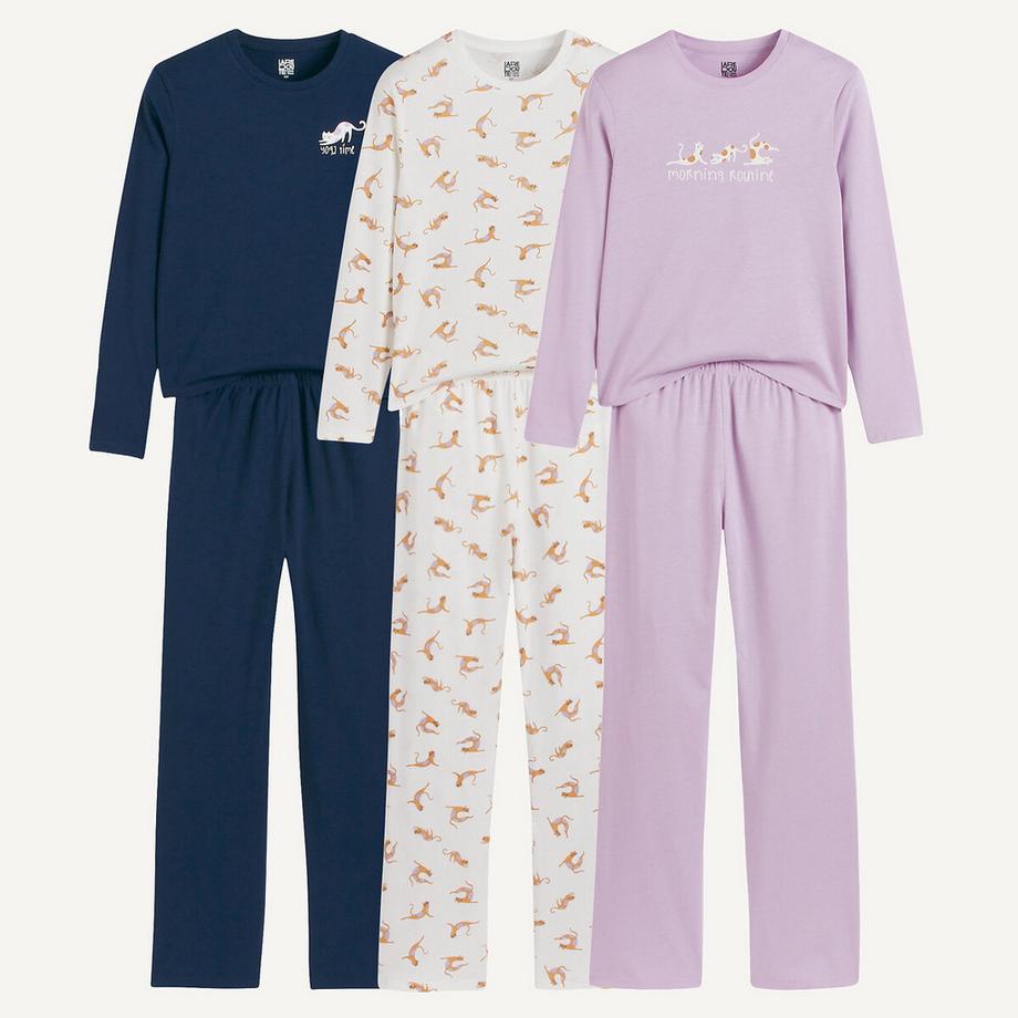 La Redoute Collections  Lot de 3 pyjamas coton 