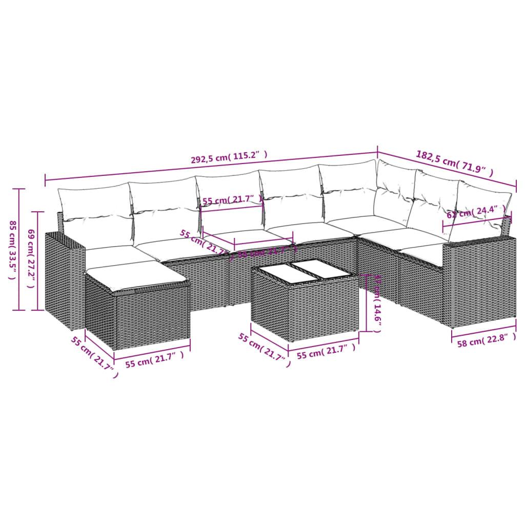 VidaXL Ensemble de canapés de jardin rotin synthétique  