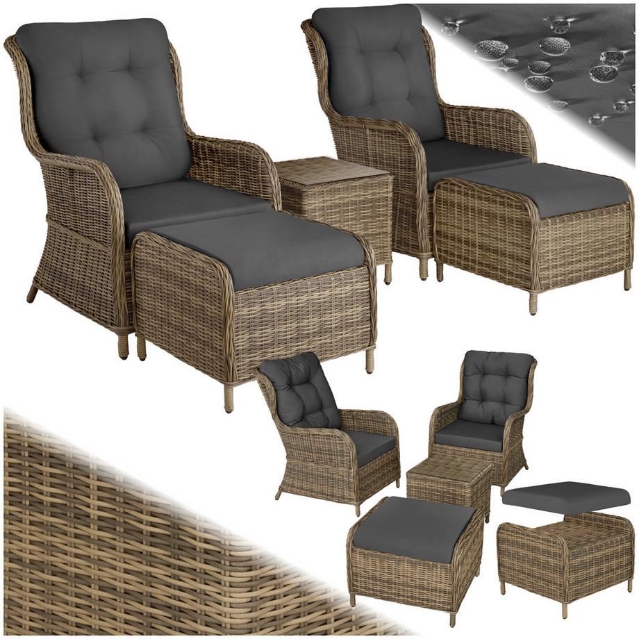 Aluminium Rattan Sitzgruppe Benissa für 2 bis 4 Personen wetterfest und UV-beständig, hochwertiges Geflecht
