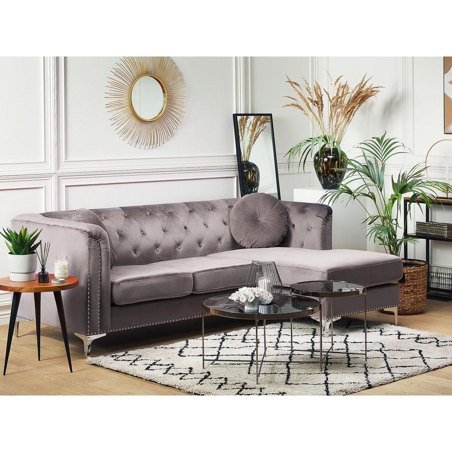 Beliani Canapé d\'angle en Velours Moderne FLEN  