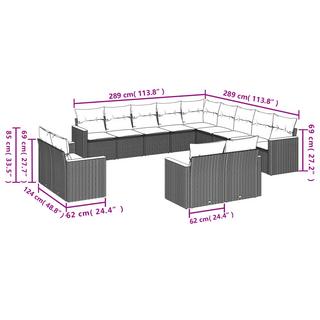 VidaXL Ensemble de canapés de jardin rotin synthétique  