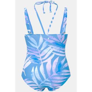 Ulla Popken  Maillot de bain, feuilles, dos nu, bonnets souples, drapé 