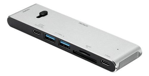 DELTACO  USBC-HDMI21 replicatore di porte e docking station per notebook Wireless Nero, Argento 
