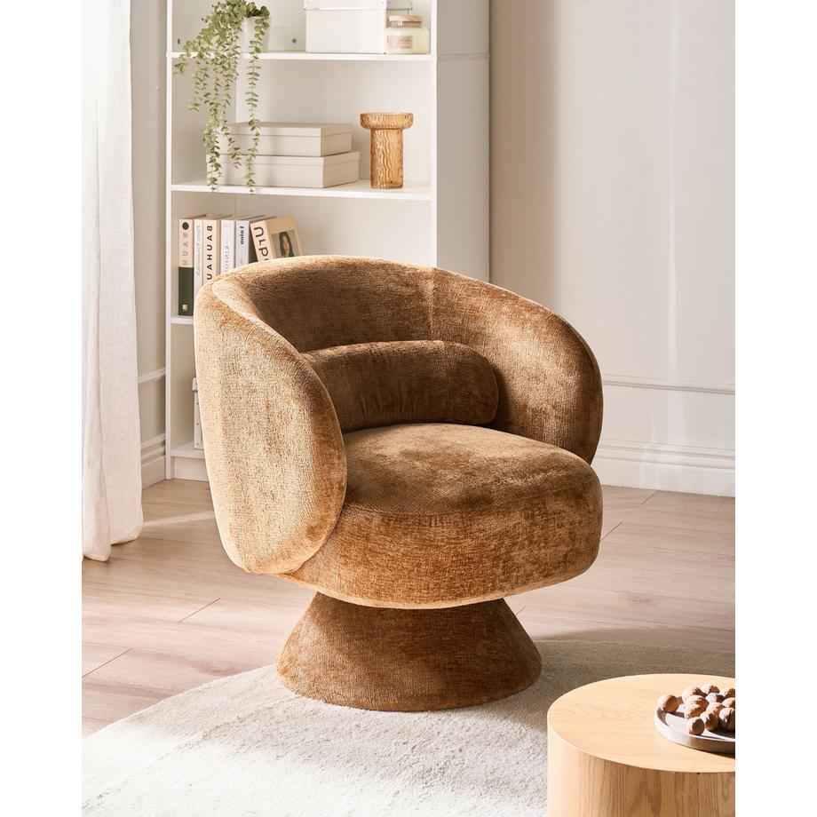 Beliani Fauteuil pivotant en Tissu chenille Minimaliste LIEKSA  