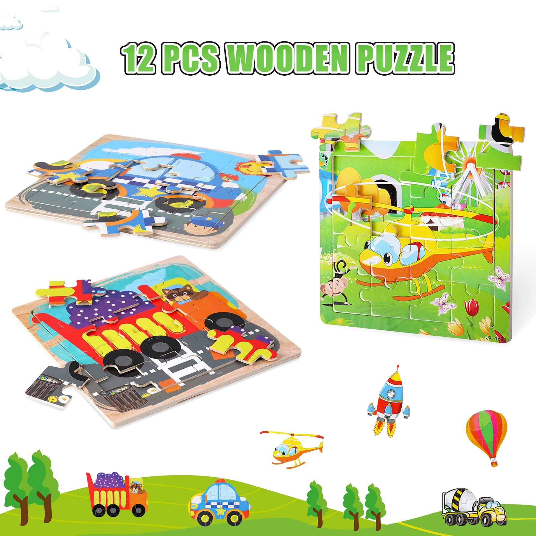 Activity-board  Holztierpuzzle mit 9 Teilen und Ordnungsbeutel für jedes Puzzle für Kinder 