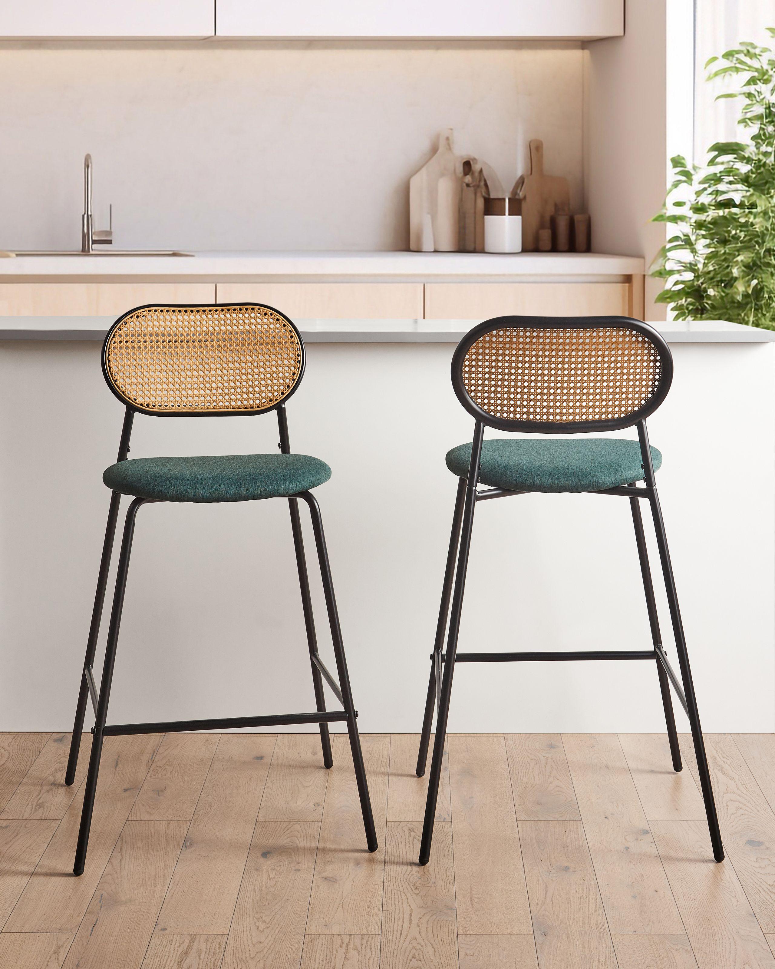 Beliani Lot de 2 chaises de bar en Métal Boho ADAVER  