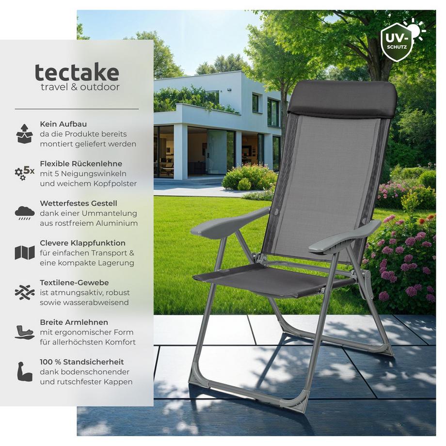 Tectake 4er Set Gartenstuhl Maurine klappbar Textilene-Gewebe mit Aluminiumgestell  