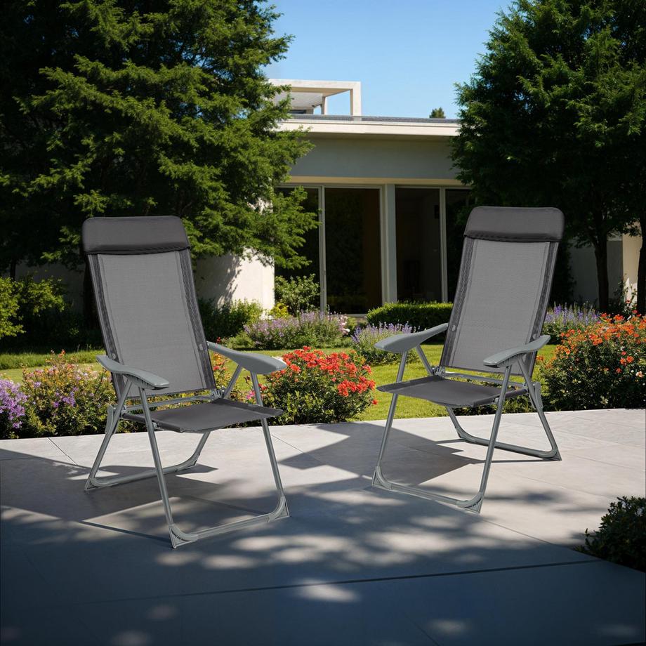 Tectake 4er Set Gartenstuhl Maurine klappbar Textilene-Gewebe mit Aluminiumgestell  