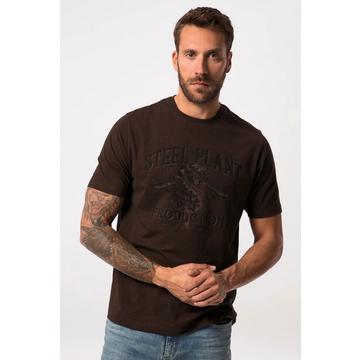 T-shirt in jersey mélange con stampa sul petto, scollo a girocollo e mezze maniche, fino alla tg. 8XL