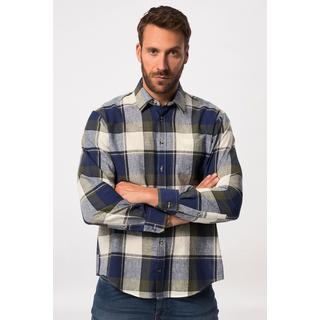 JP1880  Camicia a quadri in misto lino dalla vestibilità moderna con colletto ad apertura inglese e maniche lunghe, disponibile nella versione tall 