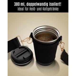 Only-bags.store  Cupholder Set - Becherhalter und Thermobecher zum Umhängen - Getränkehalter aus Neopren mit 