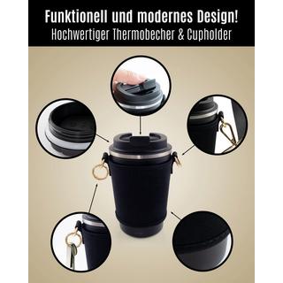 Only-bags.store  Cupholder Set - Becherhalter und Thermobecher zum Umhängen - Getränkehalter aus Neopren mit 