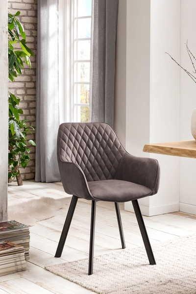 mutoni Fauteuil microfibre taupe, lot de 2  