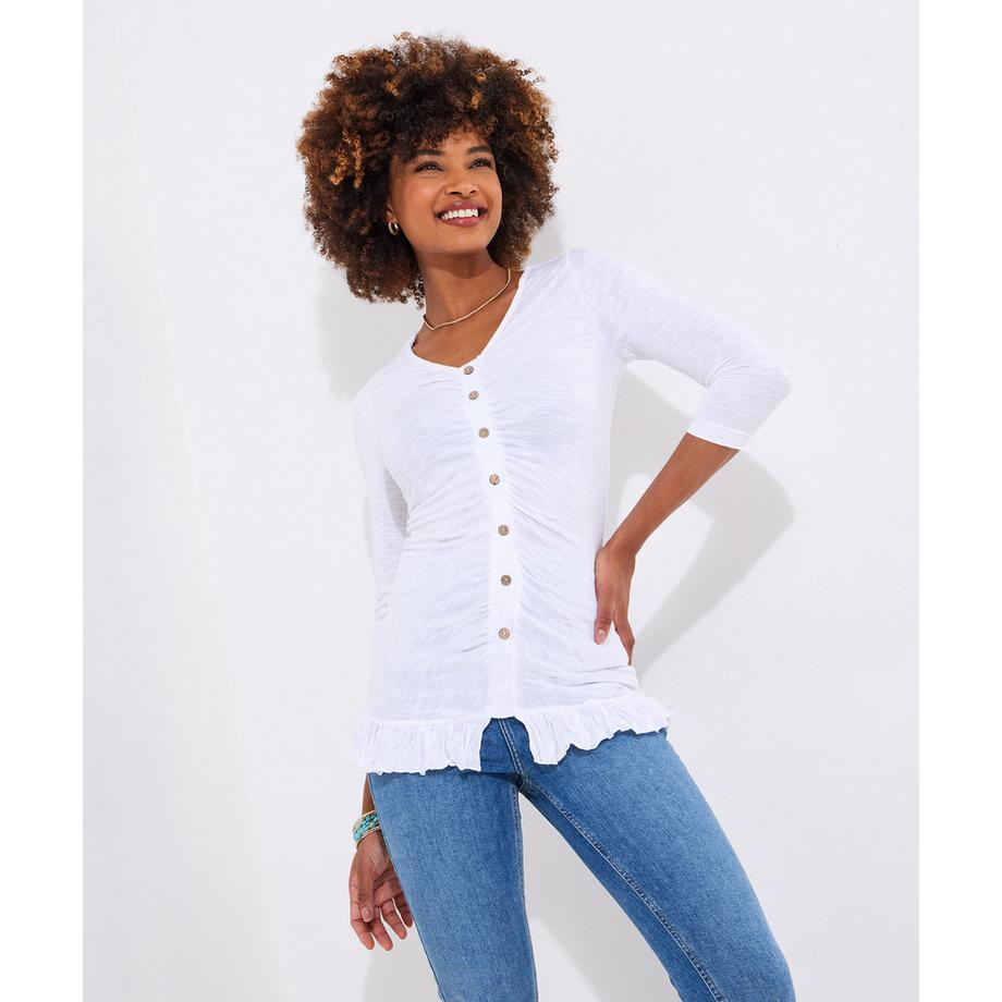 Longline-Jersey-Top mit Rüschen vorne