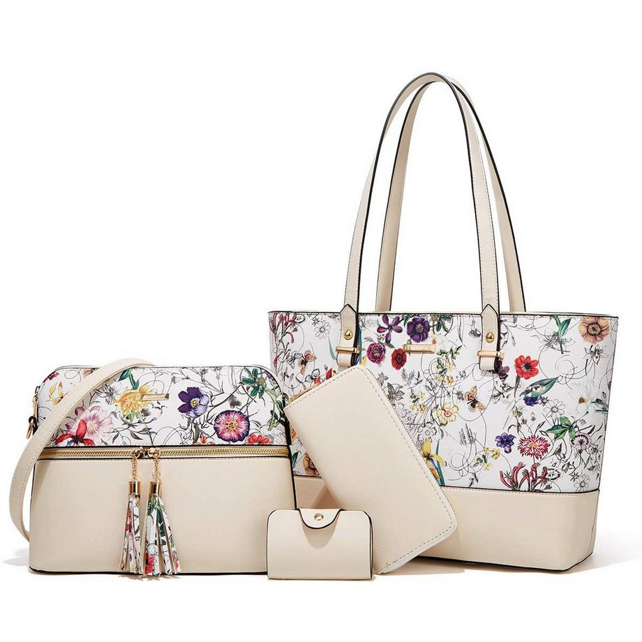Ensemble de Sacs à Main 4 Pièces, Grand Fourre-Tout, Sac à Bandoulière, Sac à Main, Porte-Cartes