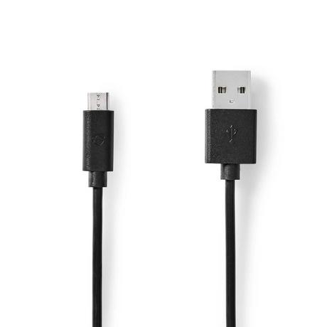 Nedis  Câble USB | USB 2.0 | USB-A mâle | USB Micro-B mâle | 10 W | 480 Mbps | Nickelé | 0.50 m | Rond | PVC | Noir | Etiquette 