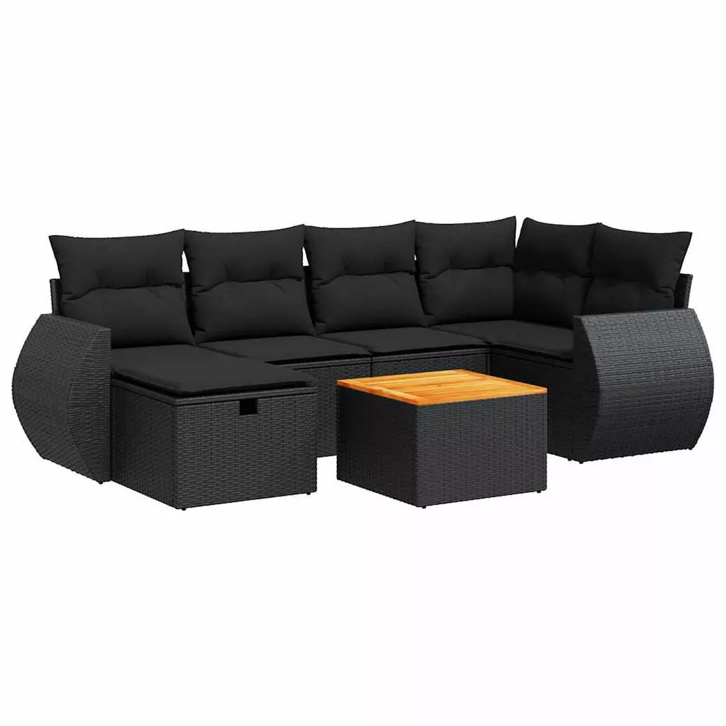 VidaXL - Gartensofa set poly-rattan, One Size, Schwarz