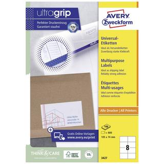 Avery-Zweckform Etichetta universale 105 x 74 mm Carta Bianco 800 pz. A tenuta permanente Stampante a getto d'inchi  