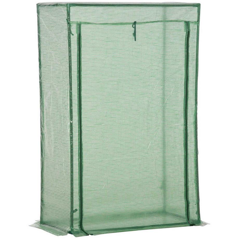 Gewächshaus Treibhaus mit aufrollbarer Tür 100x50x150cm aus Stahl und Kunststoff in Grün für Pflanzenpflege und Anzucht